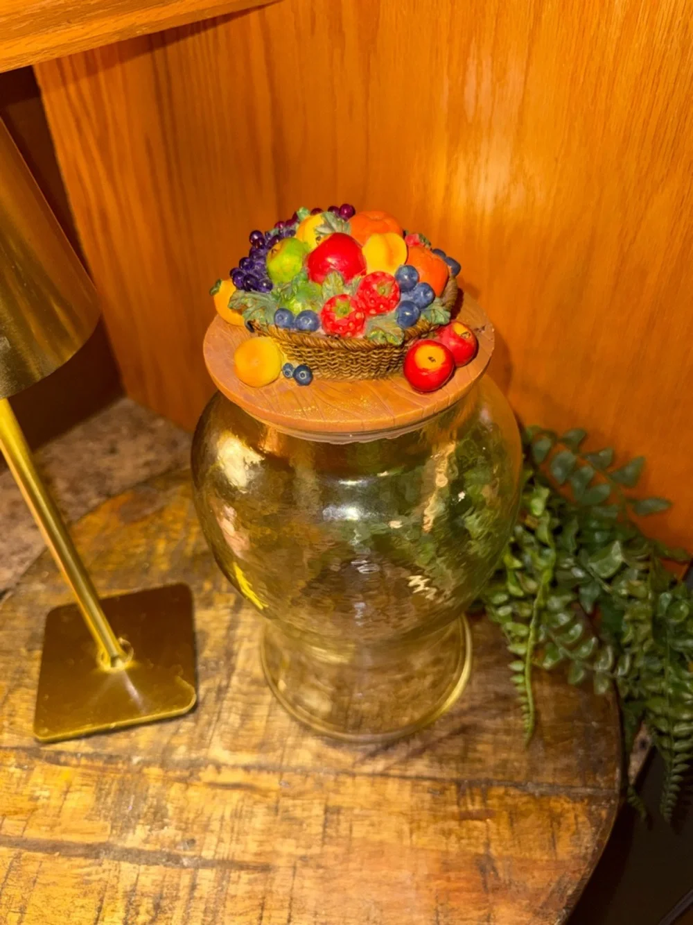Clear Glass Decorative Jar with Fruit Lid - Home Accents